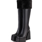 <tc>Women's Vegan Leather Square Toe Platform Furry Knee High Boots</tc>