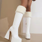 <tc>Women's Vegan Leather Square Toe Platform Furry Knee High Boots</tc>