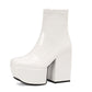 <tc>Women's White Patent Leather Square Toe Block Heel Platform Ankle Boots</tc>