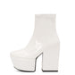 <tc>Women's White Patent Leather Square Toe Block Heel Platform Ankle Boots</tc>