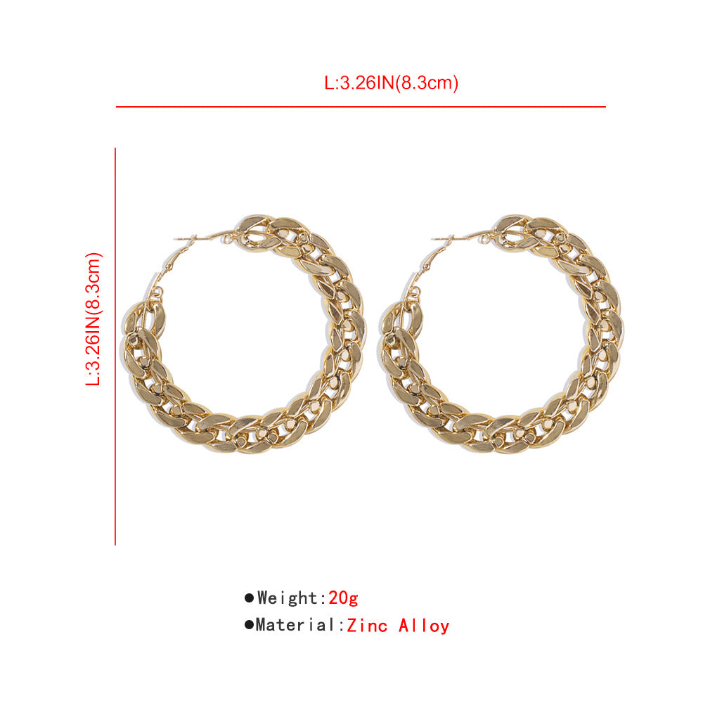 Y2K Fashion Big Circle Chain Earrings – Girl’s Dream