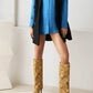 Yellow Fashion Fabric Foldover Stiletto Heel Pointed Toe Knee High Boots