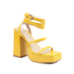 Yellow Open Toe Platform Heel Strap Sandals