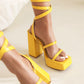 Yellow Open Toe Platform Heel Strap Sandals