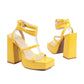 Yellow Open Toe Platform Heel Strap Sandals