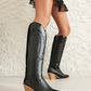 block heel knee-high cowboy boots