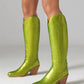 block heel knee-high cowboy boots