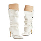 <tc>White Fashion Vegan Leather Fold-over Knee High Boots</tc>