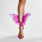 Pink Feather Nightclub Sexy Point Toe Stiletto Sandals