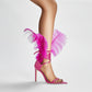 Pink Feather Nightclub Sexy Point Toe Stiletto Sandals