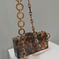 Vintage Fashion Tortoiseshell Square Box Acrylic Chain Party Bag