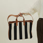 Canvas Striped Large Shopping Bag Tote Handbag