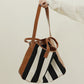 Canvas Striped Large Shopping Bag Tote Handbag