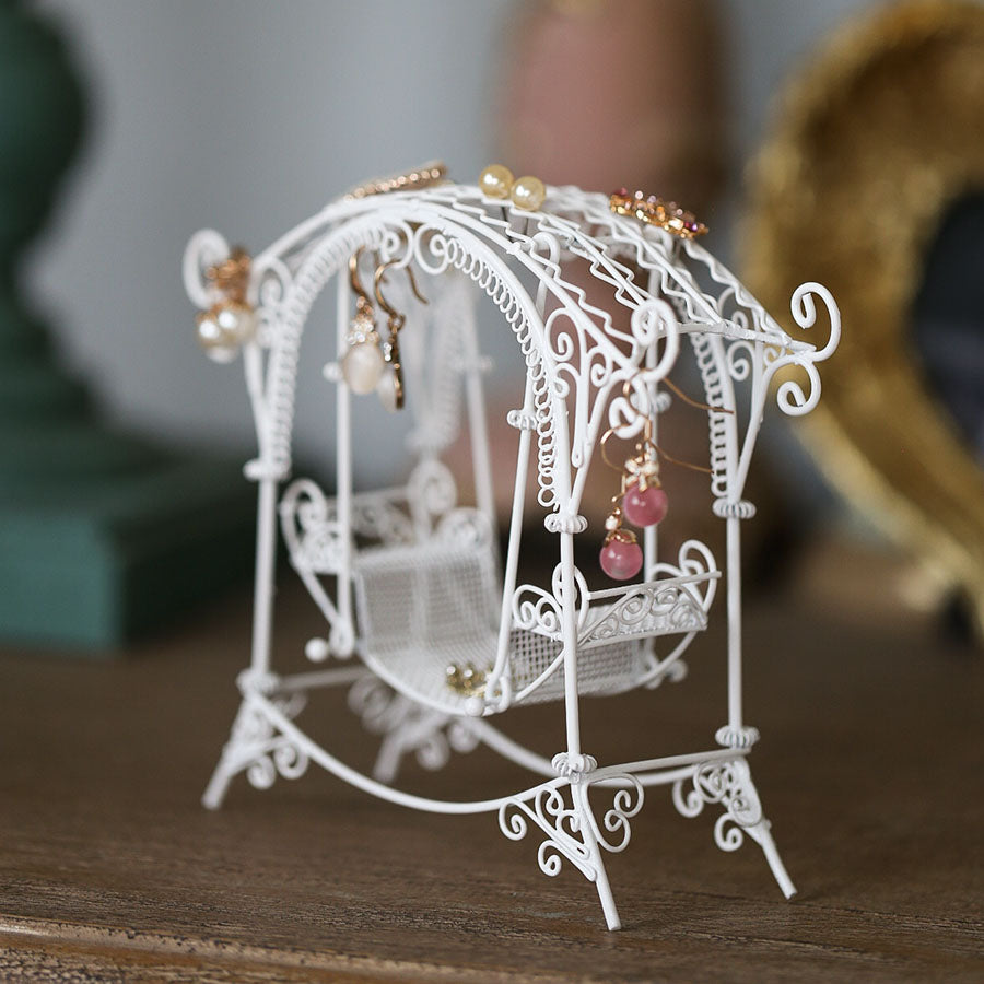 <tc>White Handicrafts Mini Furniture Iron Swing Jewelry Storage Rack Creative Home Decor</tc>