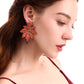 Beaded maple leaf pendant and bohemian beach earrings