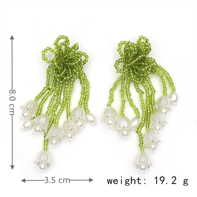 beaded bluebell flower earrings