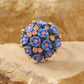 blue small flower rhinestone ring