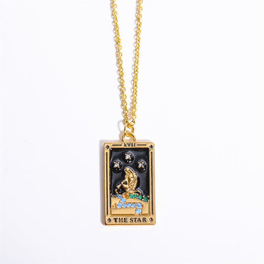 star tarot pendant vintage necklace