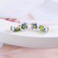 Blue and white flower enamel glaze color earrings