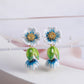 Blue and white flower enamel glaze color earrings