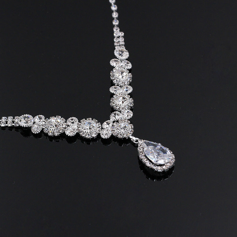 Bridal Jewelry Elegance Rhinestone Drop Necklace Earrings