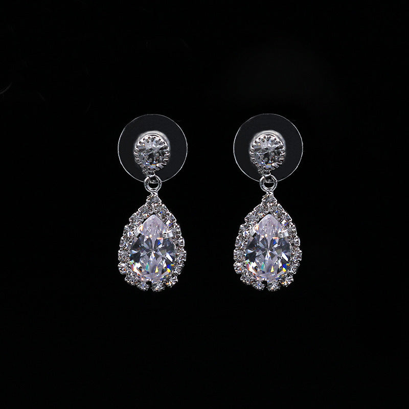 Bridal Jewelry Elegance Rhinestone Drop Necklace Earrings