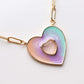 Double Gradient Green Pink Love Heart Necklace