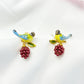 Enamel Color Glaze Cute Blue Tight Raspberry Bird Fashion Ear Studs