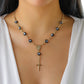 Evil Eye Beads Cross Pendant Lucky Necklace Bracelet Jewelry Set