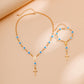 Evil Eye Beads Cross Pendant Lucky Necklace Bracelet Jewelry Set