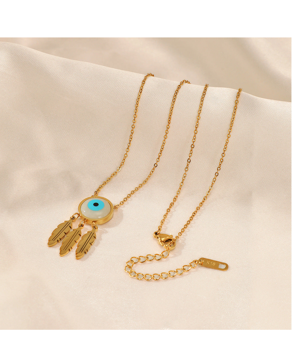 Fashion Evil Eye Pendant Necklace Retro Leaf Fringe Jewelry Amulet Gift