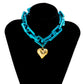 Gold Big Size Heart Y2K Punk Choker Chunky Chain Necklace