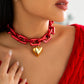 Gold Big Size Heart Y2K Punk Choker Chunky Chain Necklace