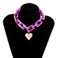 Gold Big Size Heart Y2K Punk Choker Chunky Chain Necklace