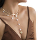 Golden Chain Heart Shape Pearl Layered Necklace