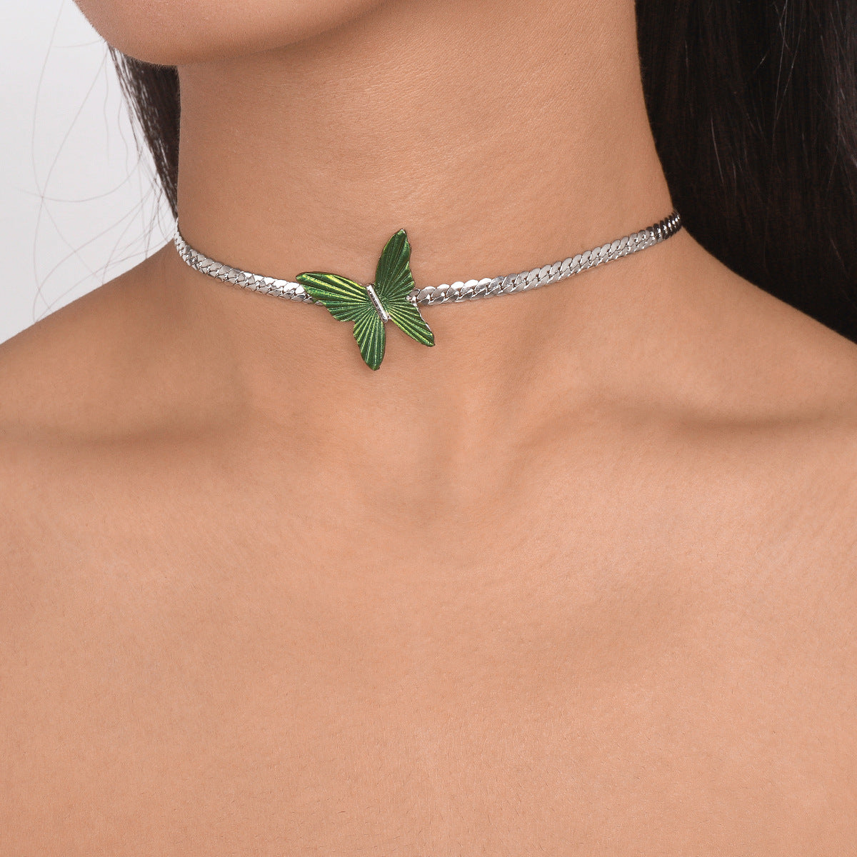 Green Butterfly Sweet Choker Chain Necklace