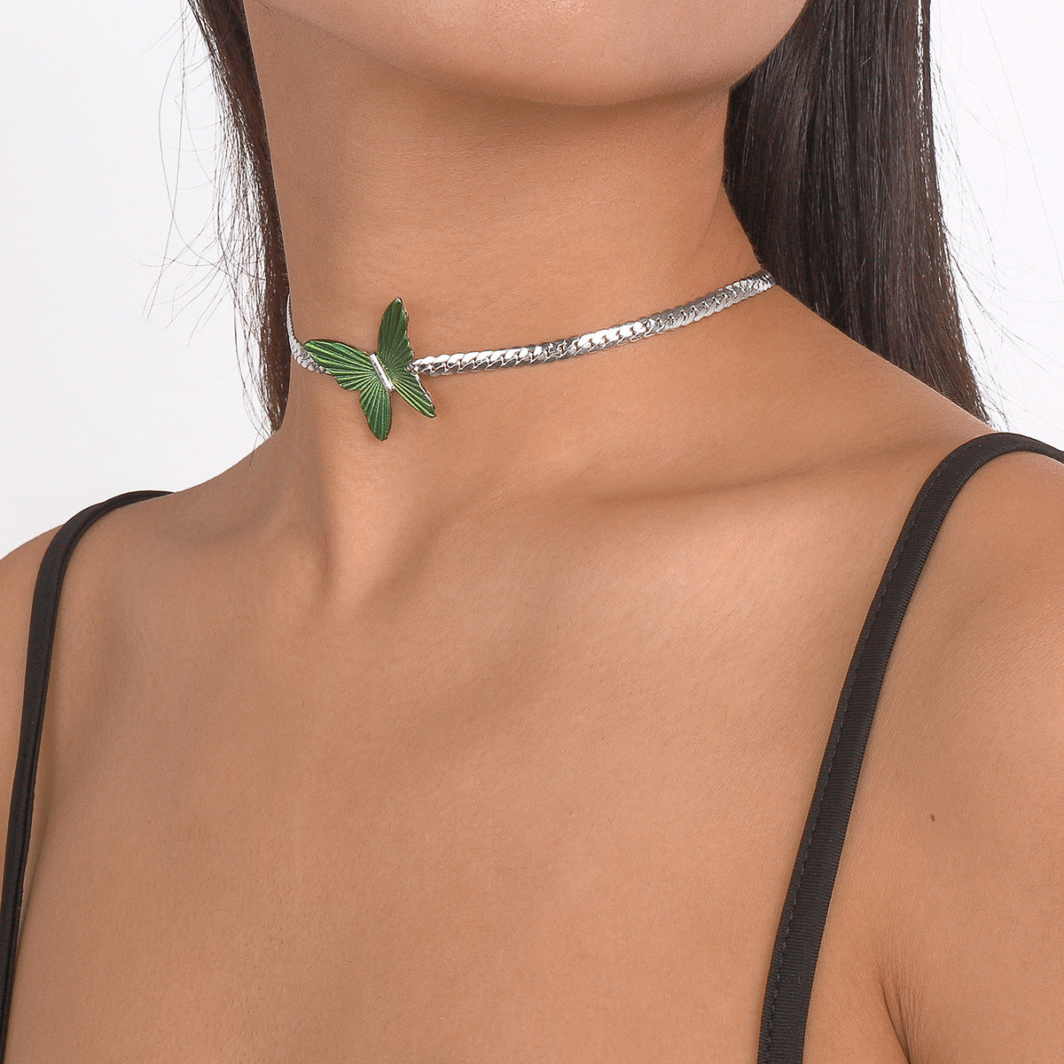 Green Butterfly Sweet Choker Chain Necklace