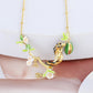 Hand Painted Enamel Glaze Cute Chipmunk Mouse Flower Pendant Fashion Necklace