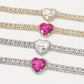 Chunky necklace with silver heart-shaped rhinestones