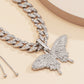 Women's Hip Hop Cool Sweet Rhinestone Butterfly Chain Necklace