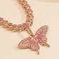 Women's Hip Hop Cool Sweet Rhinestone Butterfly Chain Necklace