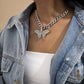 Women's Hip Hop Cool Sweet Rhinestone Butterfly Chain Necklace