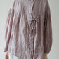 Lace-up Shirt Retro Loose Style Slimming Diagonal Button Ramie Top