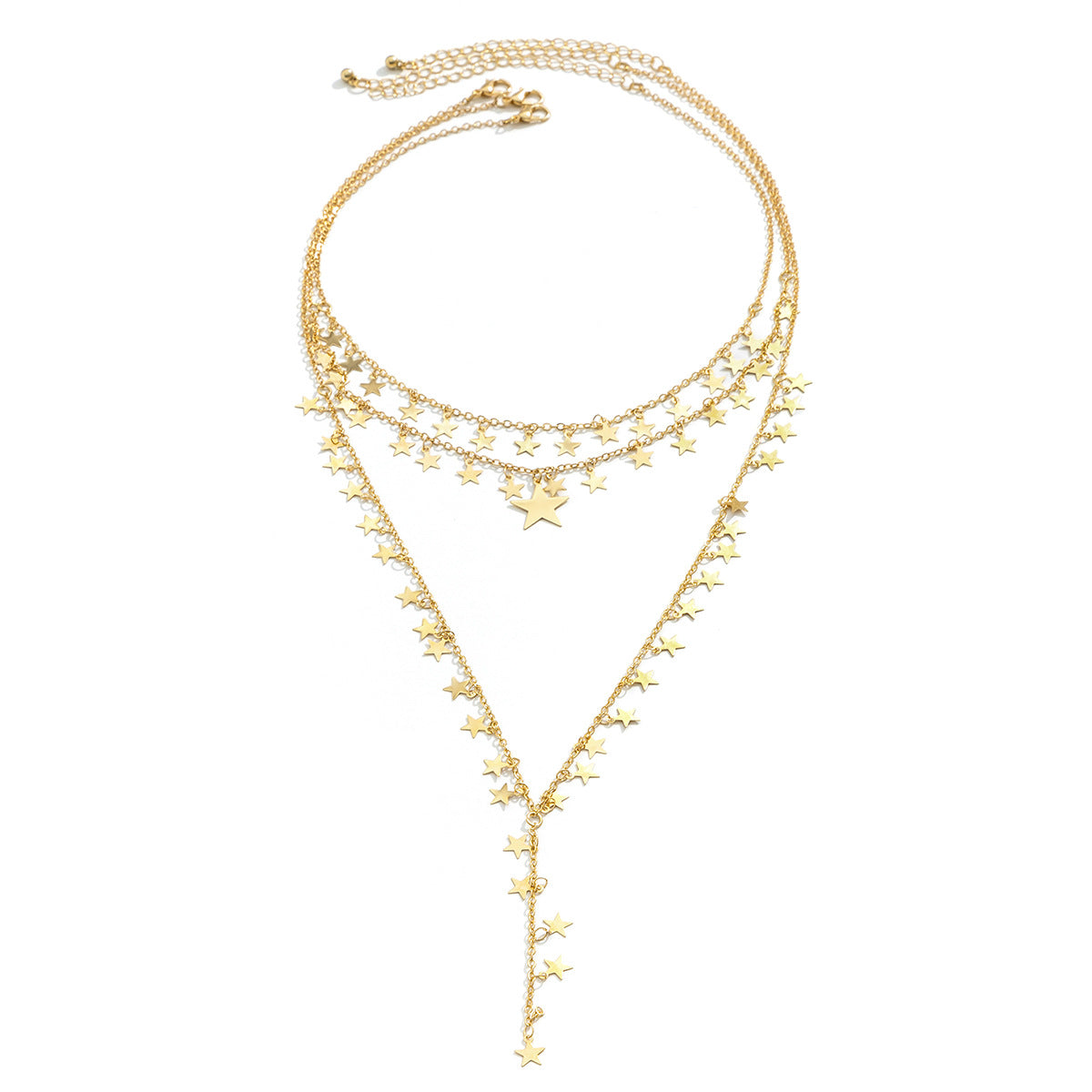 Party Multilayer Y Shape Metal Star Fringe Chain Necklace