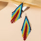 Multicolor Rainbow Bead Fringe Earrings