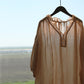 Vintage Ramie Loose Style V Neck One Piece Dress