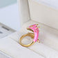 Pink Enamel Glaze Color Dragon Triceratops Ring