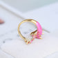 Pink Enamel Glaze Color Dragon Triceratops Ring