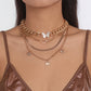 Punk Hip Hop Style Multilayer Necklace Rhinestone Butterfly Chunky Chain