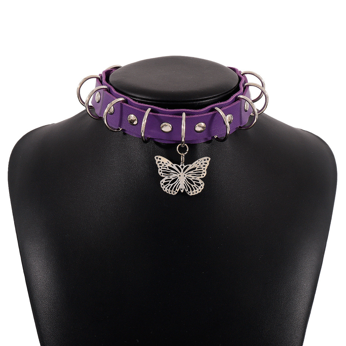 Purple Punk Y2K Cool Butterfly Leather Choker Necklace